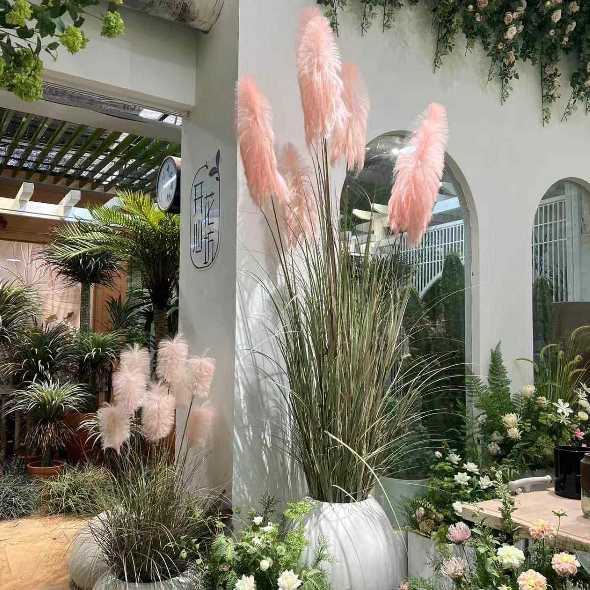 高档芦苇草仿真花假树植物盆栽客厅室内仿生绿植装饰橱窗造景摆件