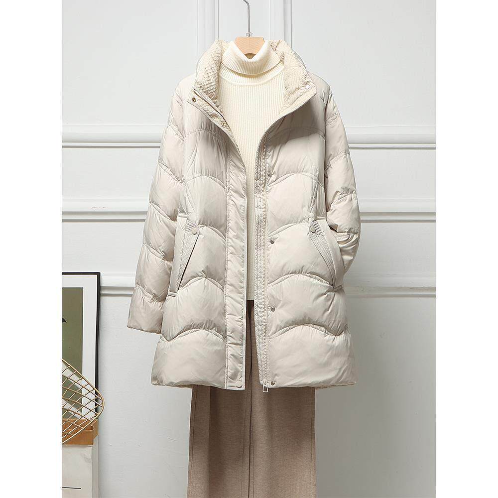 潮牌立领轻薄羽绒服女中长款2025秋冬新款修身显瘦小个子妈妈外套