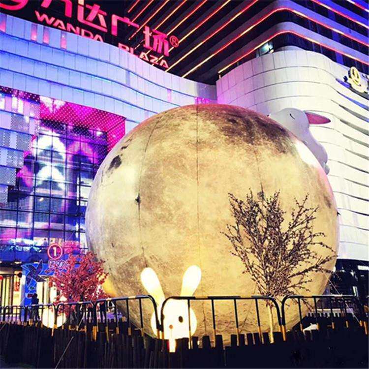 充气中秋发光月球地球玉兔卡通气模商场发光月球气模模型