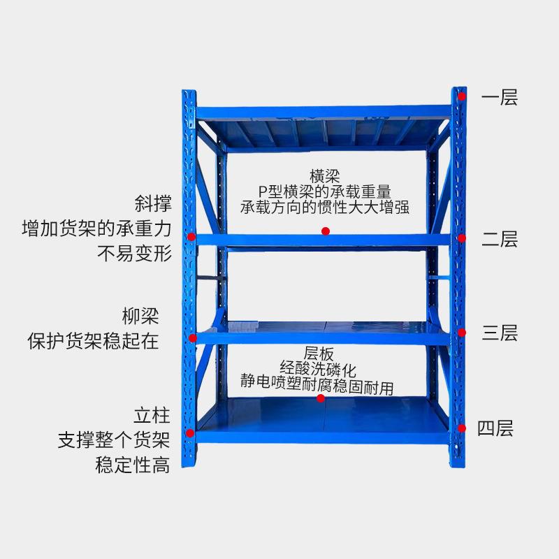 仓库货架置物架组轻65型多仓层家用库房储货物架铁子架厂合家加厚