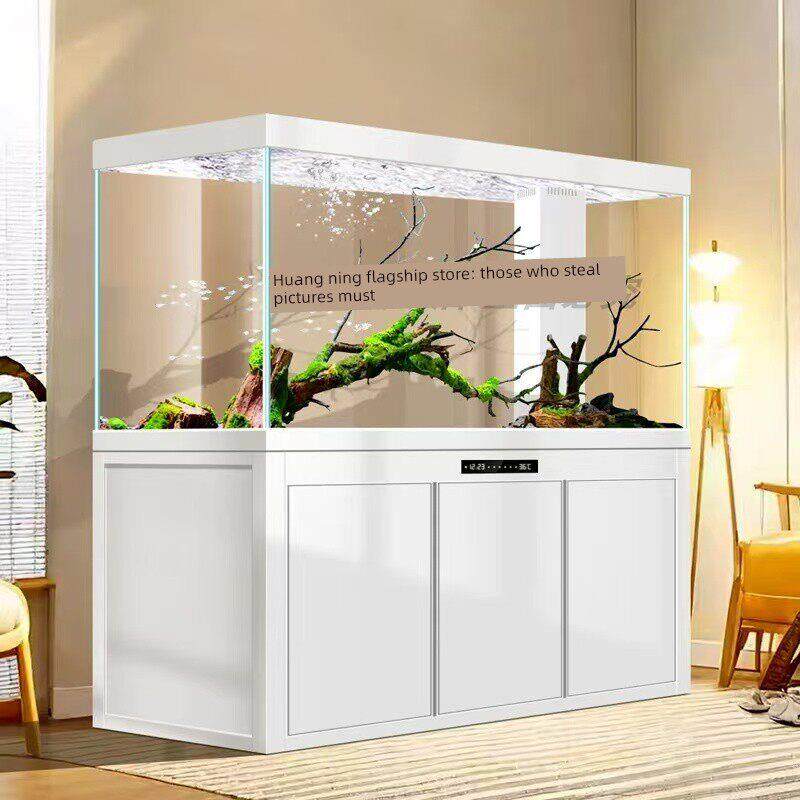 新款底滤超白龙鱼缸智能靠墙屏风生态中大型金鱼缸客厅公司水族箱