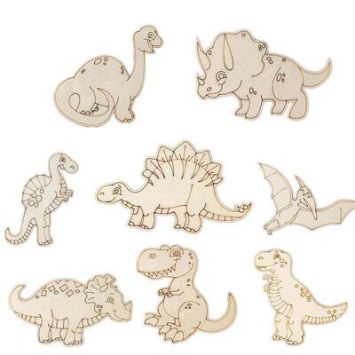 10pcs Wooden Dinosaur Crafts Painting Wooden Ornaments F