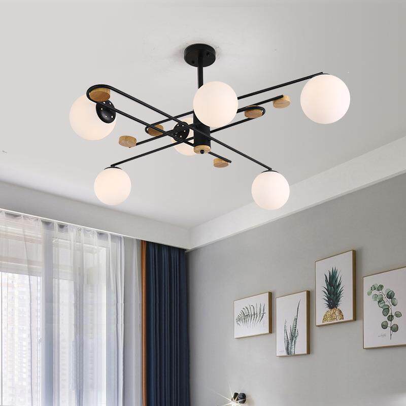 北欧风格吊灯客厅餐厅简约现代家用灯饰创意个性实木新款卧室灯具