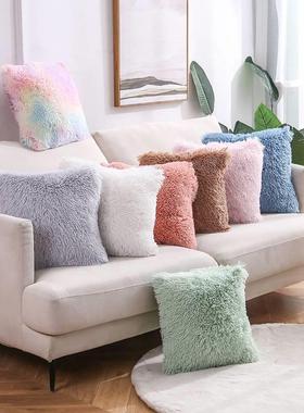 Plush Throw Pillow Solid Color Sofa Pillow Cover Cushion枕套