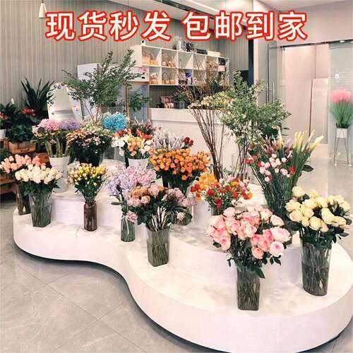 服装店橱窗展示台中岛高低流水台装饰陈列道具鞋包店置物柜