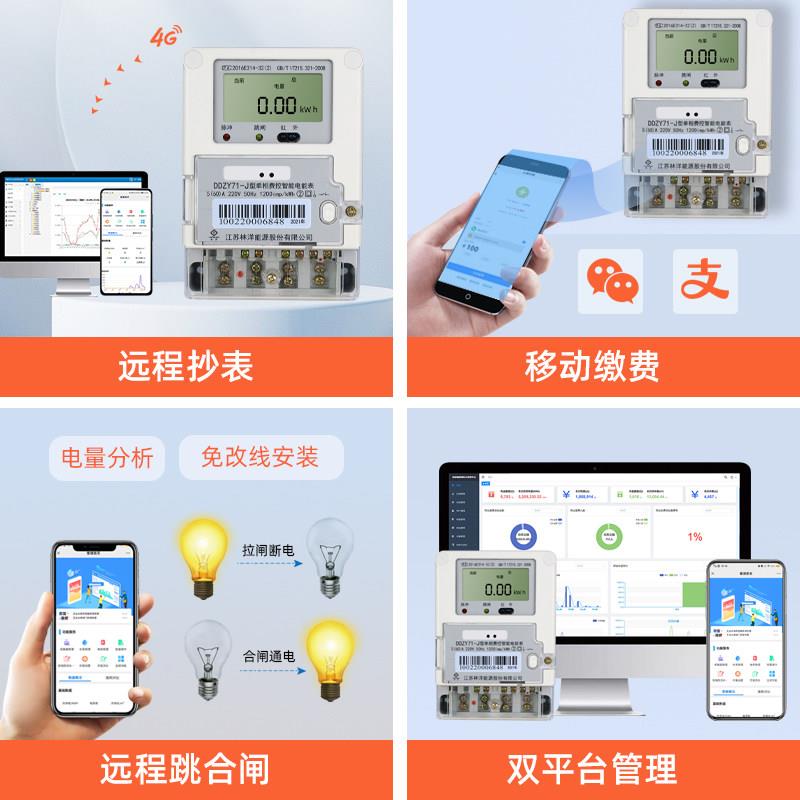 江苏林表洋三相电表智能84G远程抄多付功能预费尖峰平谷电表30V