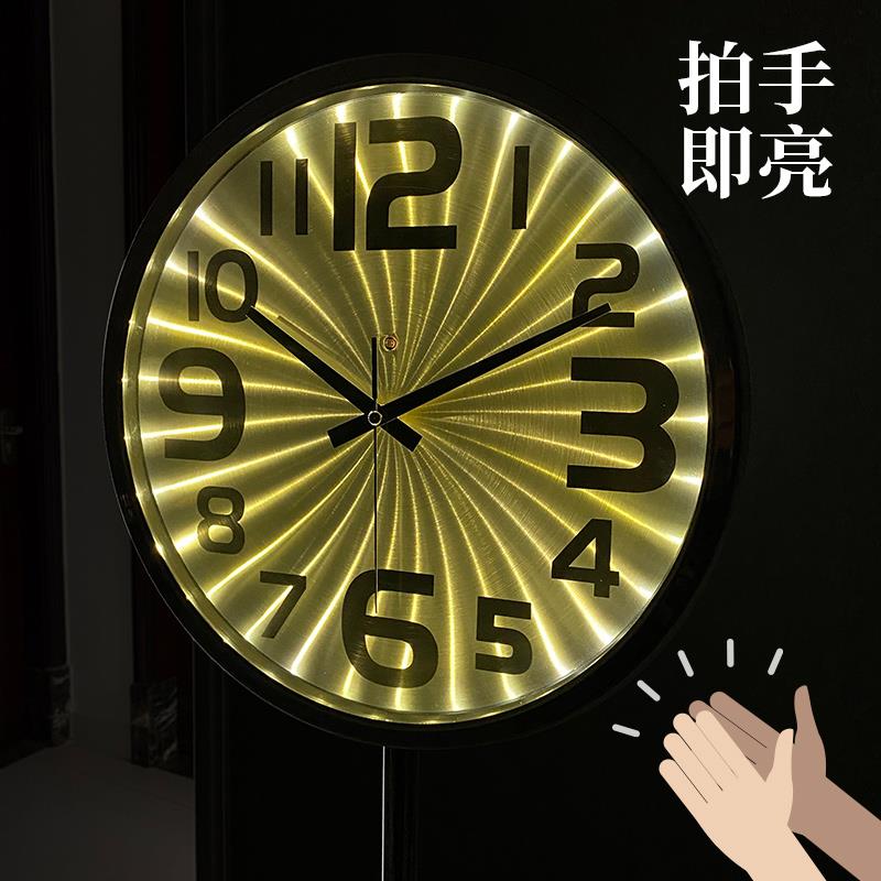 14英寸落地钟创意客厅 智能声控夜光立式钟静音站地钟高档金属钟