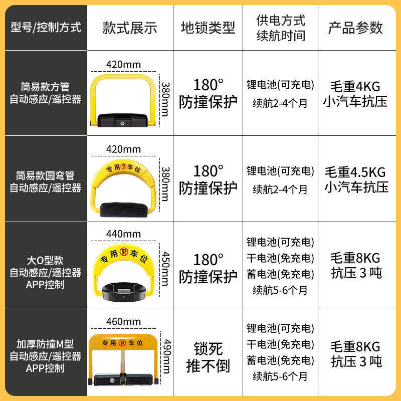 车位锁地锁智遥感控398器免孔三角锁能报警自打动应防水防撞占位