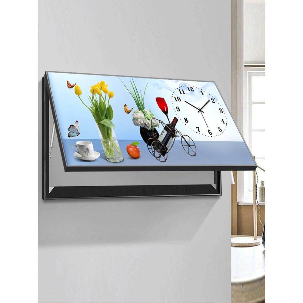 V3PF电表箱装饰厅画带HQH钟表免打孔现代简约客餐厅配箱装饰电遮