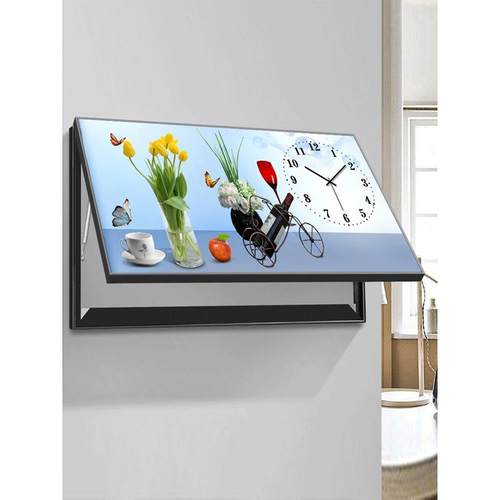 V3PF电表箱装饰厅画带HQH钟表免打孔现代简约客餐厅配箱装饰电遮