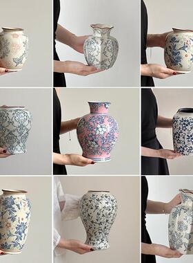 景德镇陶瓷花瓶轻奢高级感青花瓷陶罐水培插花中式客厅桌面摆件