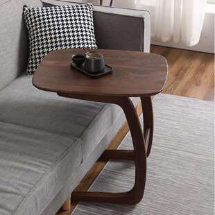 北美黑胡桃角几实木沙发边几复古式 阳台小户型床边桌轻便可移动桌