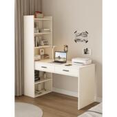 实木转角书桌书架一体桌学生家用学习电脑桌简约卧室梳妆台写字桌