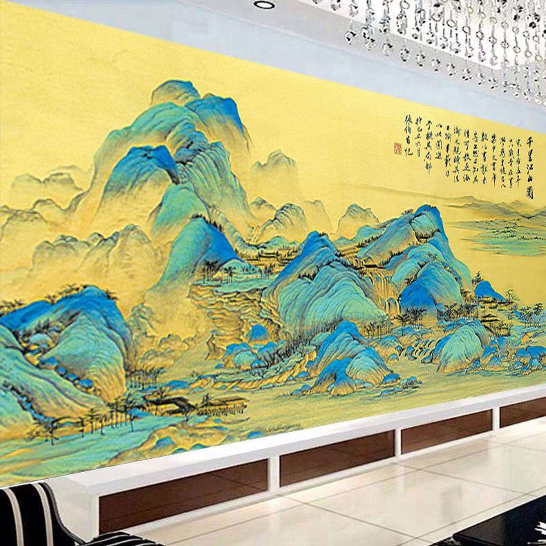 3米版十字绣千里江山图客厅大幅名画现代山水画风景手工自己线绣