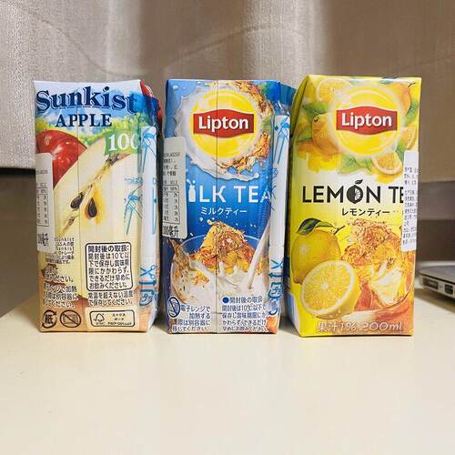 日本进口森永乳业&立，顿联名奶茶柠檬红茶味饮料饮品苹果汁200ml