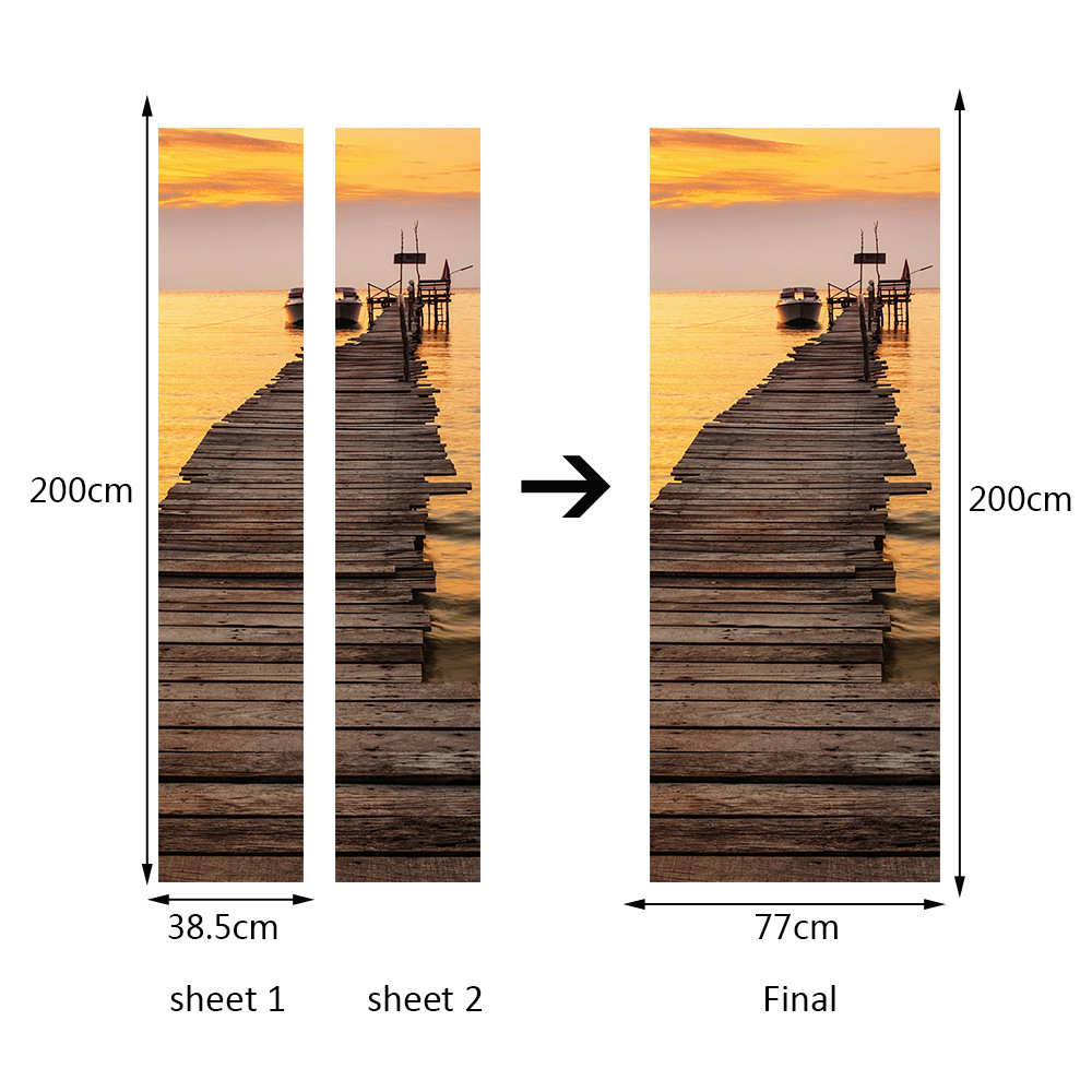 巨创货源PVC贴纸3D自粘门贴 墙贴 卧室客厅现代装饰 海上甲板