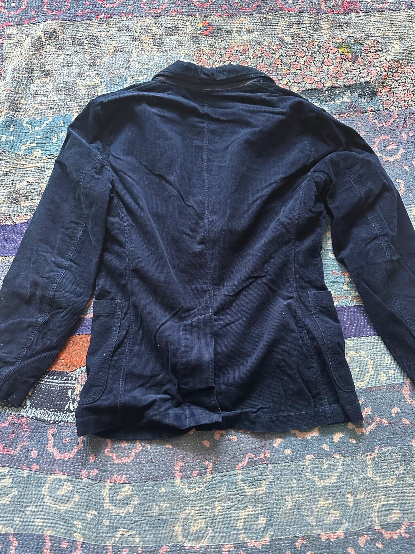 RRL Dark Blue Corduroy Striped Blazer — front