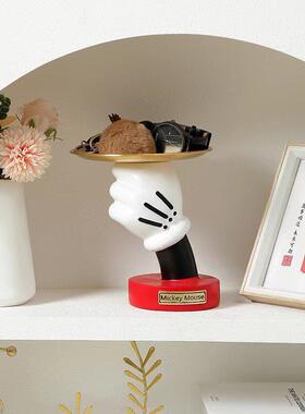 米奇手握花瓶玄关收纳钥匙托盘小摆件可爱桌面首饰盘朋友乔迁送礼