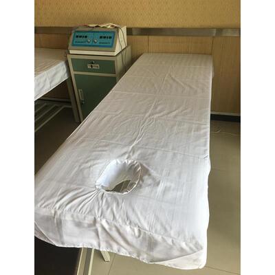 棉涤棉定制按摩床床笠床罩， 推拿带洞床单美容床条纹床罩床单