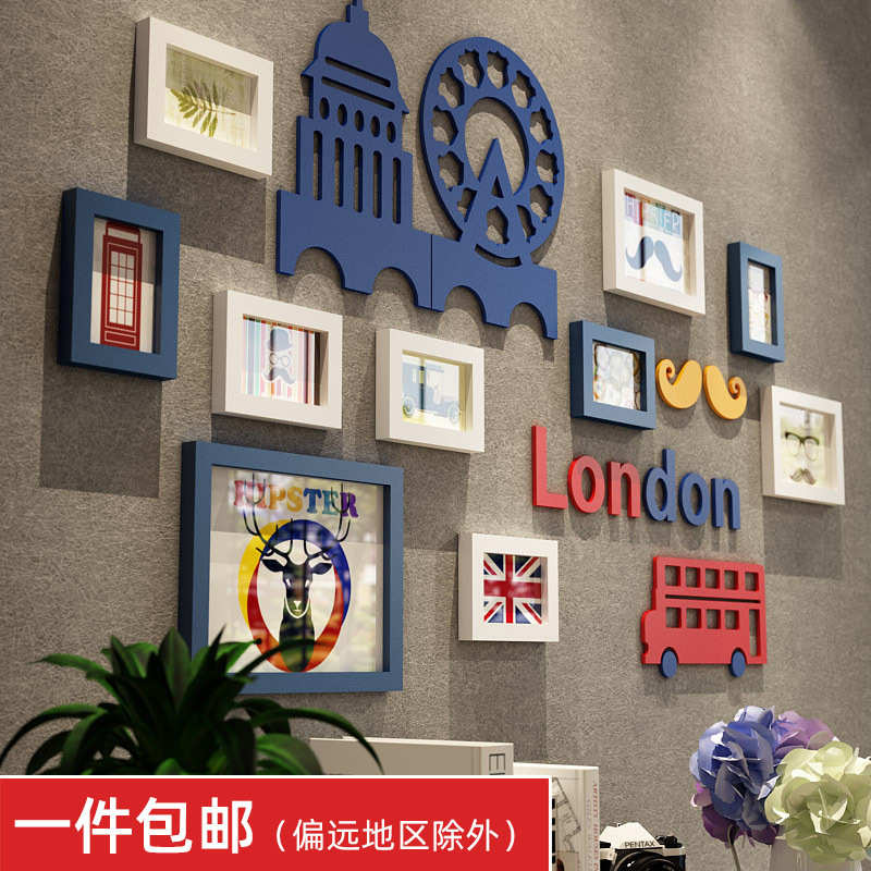 照片墙代发2188儿童卡通车实木相框创意挂画组合照片壁画室内装饰图片