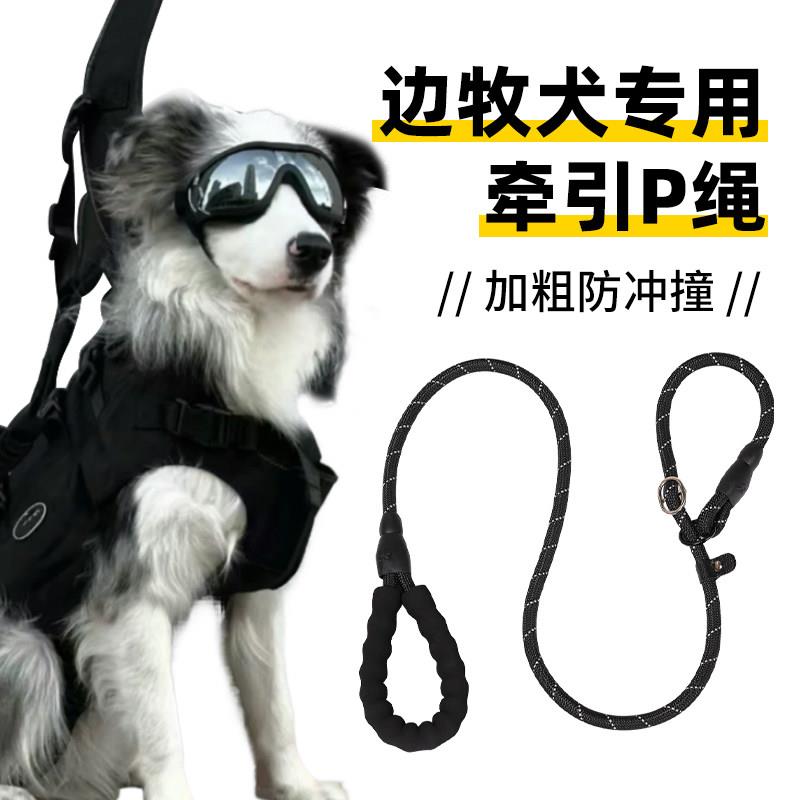 边境牧羊犬专用牵引绳防爆冲赛级防挣脱P绳遛狗绳链小中大型犬训