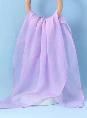 婴儿外出薄款挡风纱巾遮脸沙滩巾丝巾夏出门透明盖头蒙头白色防尘