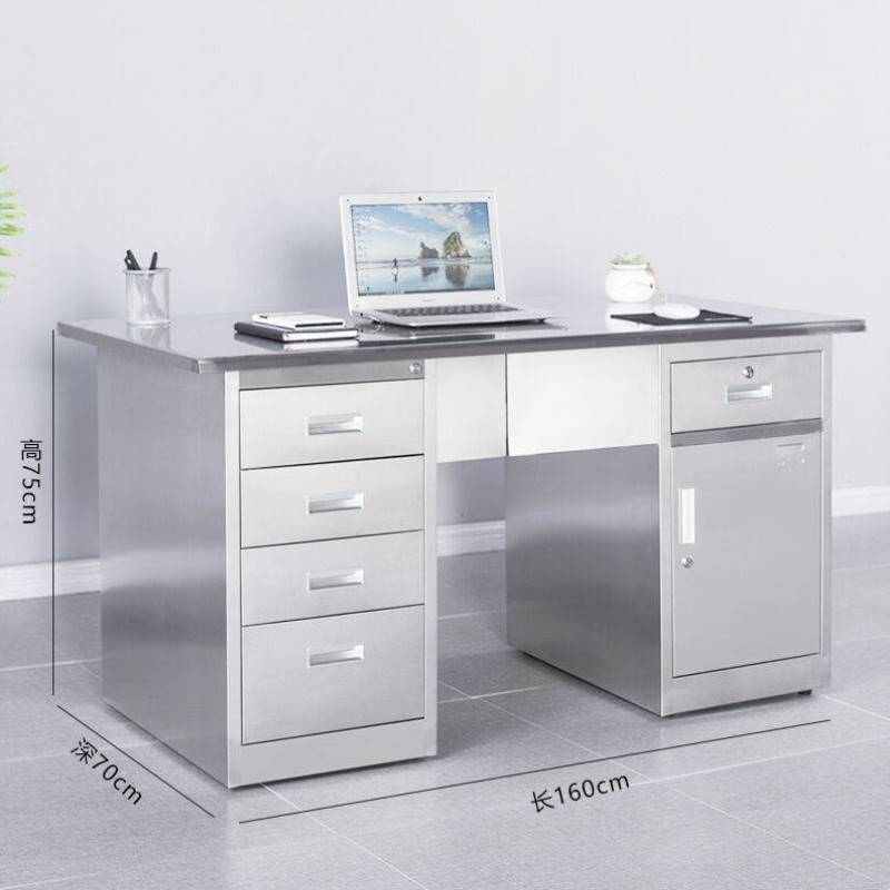 轶晟304不锈钢办公桌电脑桌带抽屉收银桌医院防锈桌无菌实验室写