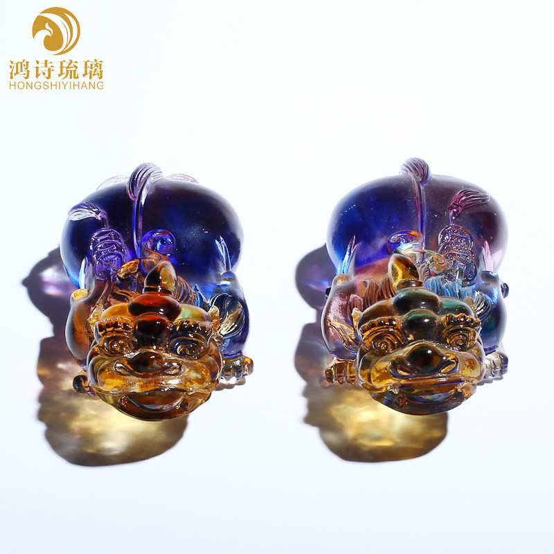 汽车摆件摆件一对工艺品水晶装饰品创意礼品琉璃收银台车内开业小