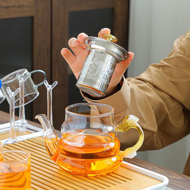 耐高温玻璃功夫茶具套装家用客厅泡茶壶小套装带把喝茶杯泡茶器