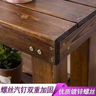 防腐户外子实木阳台花花架阶梯庭院置物架落地式 多肉架多975层式