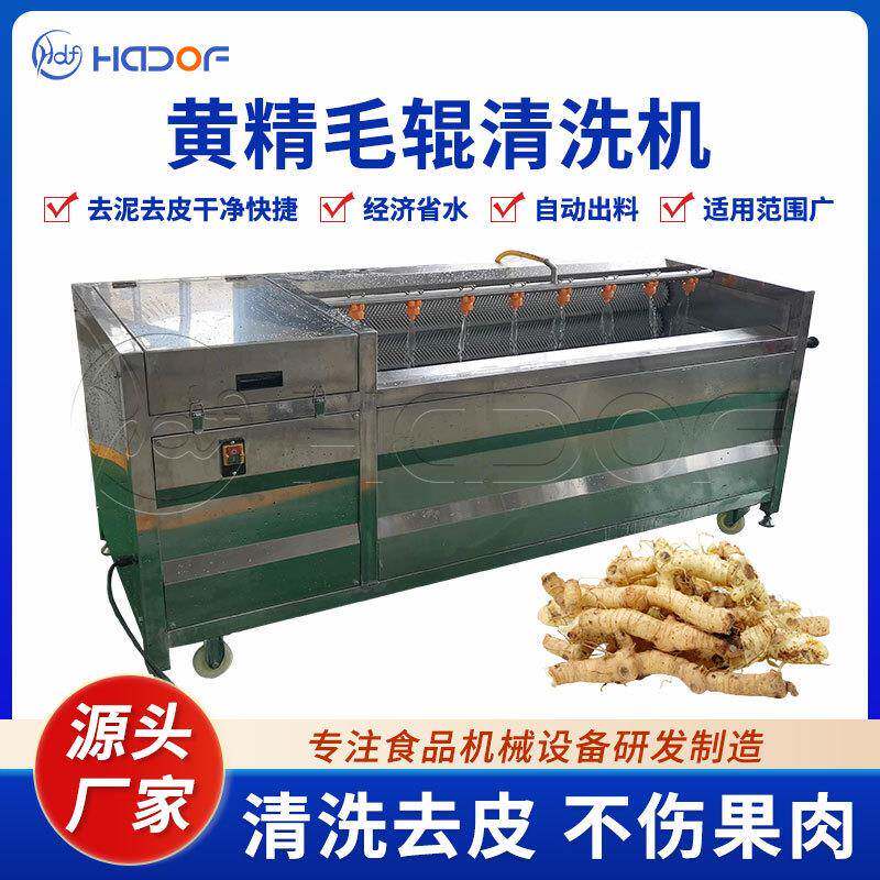 洗药机黄精中药材毛辊清洗设备全自动西洋参葛根田七清洗去皮机