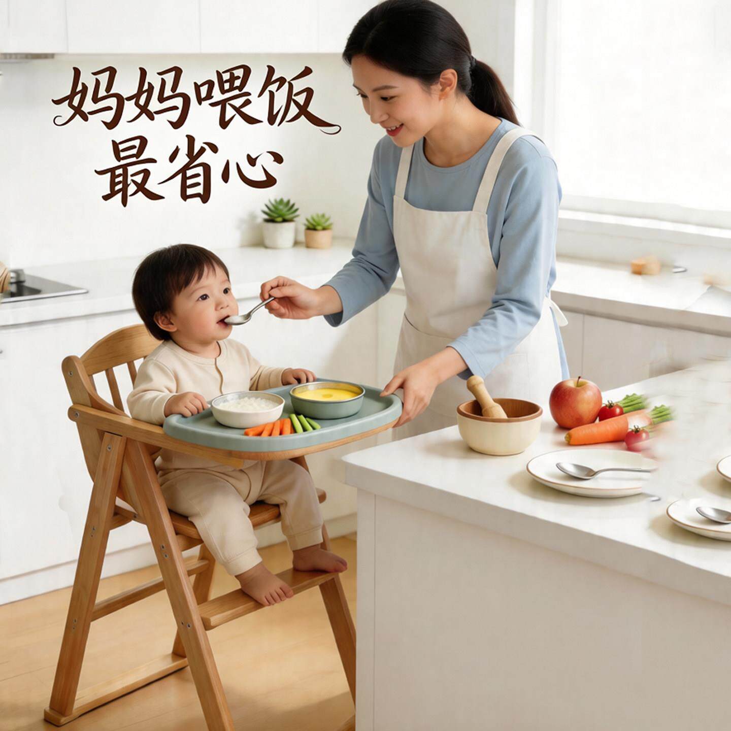 宝宝餐椅儿童餐桌椅折叠可携式婴儿椅子实木家用商用bb凳吃饭座椅