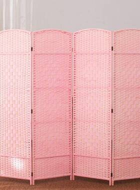 藤编屏尚风手动工折叠隔断实编木时酒店玄关客NYX厅卧室移折屏简