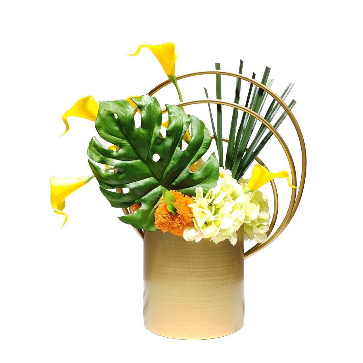 现代花卉植物假花客厅茶几餐桌会客室装饰品欧式轻奢仿真花艺摆件