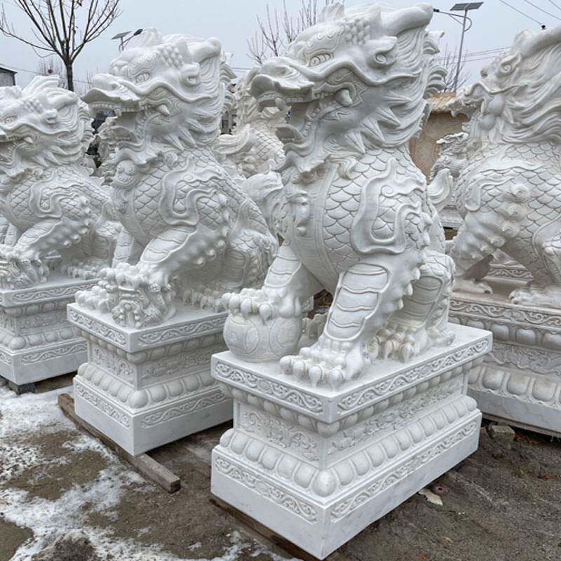 石雕麒麟汉白玉龙爪麒麟大理石貔貅公司酒店门口摆件厂家供应