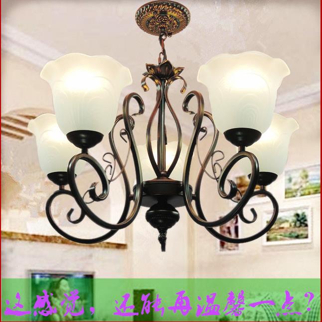 源头厂家欧式吊灯温馨铁艺仿古典5头客厅灯具卧室吸顶LED