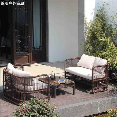 户外藤编沙发庭院别墅休闲 会所阳台沙发组合样品屋展示中心园林