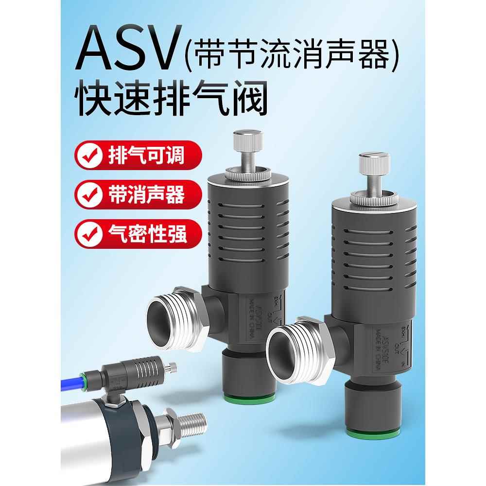 快速排气放气节流阀ASV310F-01-06S带消声器调节接头410F-02-08S