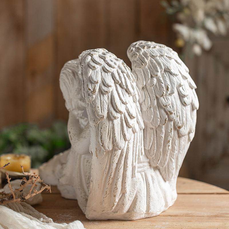 白色天使复古做旧装饰摆件法式创意人物雕像摆件摄影婚庆道具雕塑