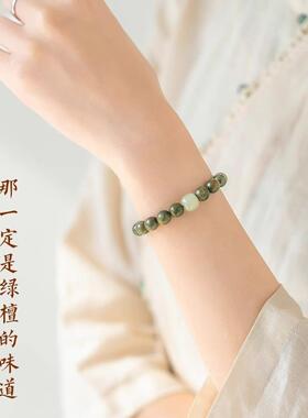 2026天然绿檀手串女朱砂和田玉转珠盘玩檀木文玩佛珠手男绿檀木
