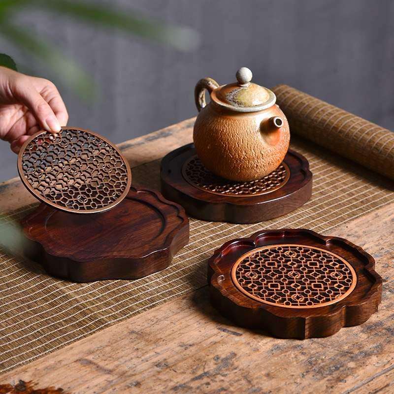 黑檀木壶承托盘家用干泡茶台养壶茶壶底座壶托小茶盘壶垫茶具配件