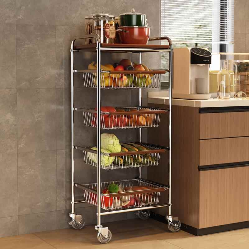 房置物架家用PMB架收纳储物推子落地多层厨中古小车多功能蔬菜篮