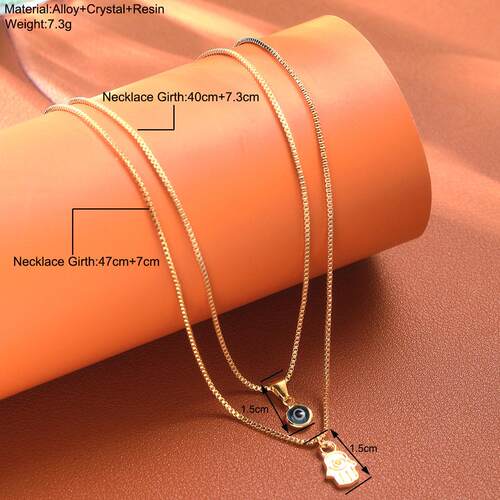 Gold necklace 2 pieces set choker套炼恶魔之眼手掌项炼2件套
