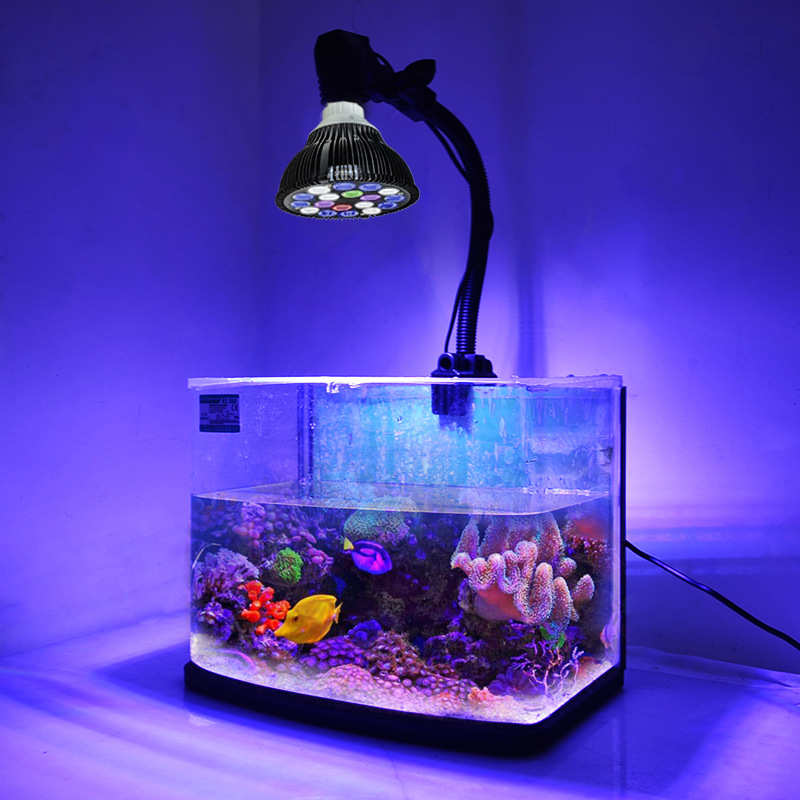 LED鹅颈支架水族灯36w夹子植物PAR38灯头水草养殖小鱼缸可调光