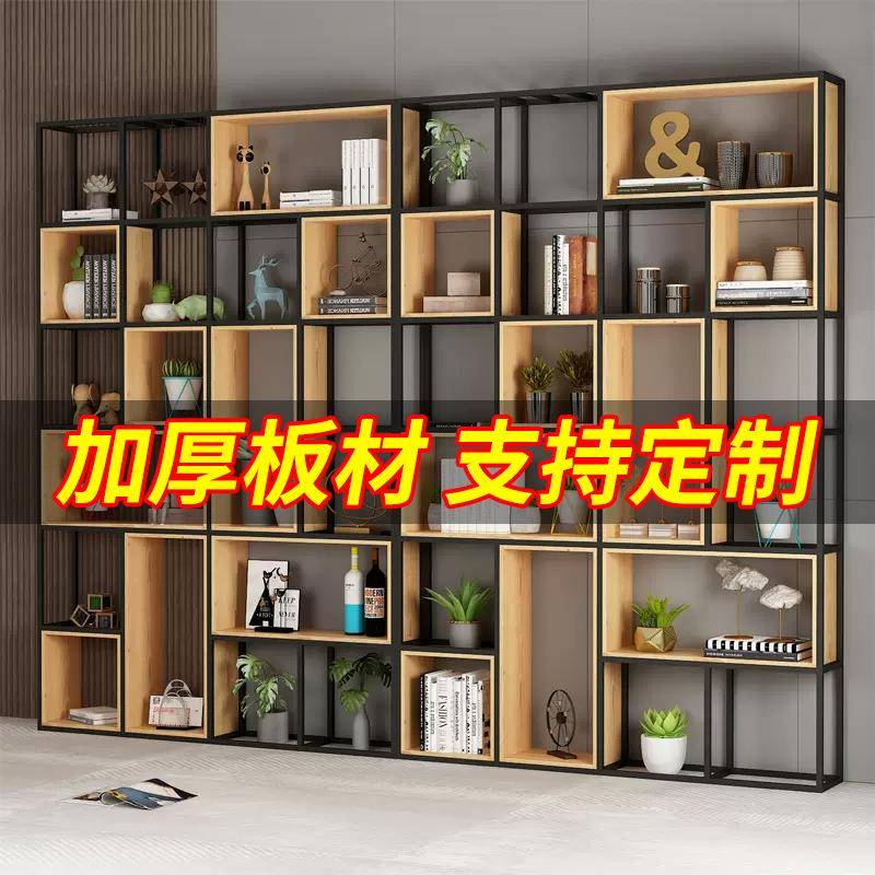 铁艺书架落地客厅餐厅钢木多层隔断展示架花架博古架办公室置