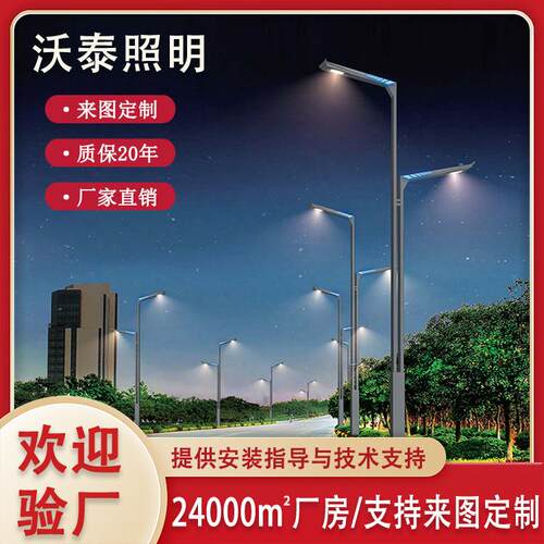厂家直销10米led路灯双头双臂路灯户外防水高低臂路灯市电路灯
