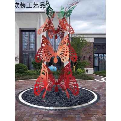 户外公园售楼处社区不锈钢蝴蝶景观雕塑商业广场镜子创意人工饰品
