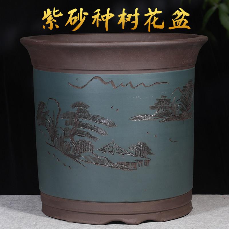 厂家直销特大号紫砂花盆大口径种树花盆高盆陶瓷花盆特价清仓包邮
