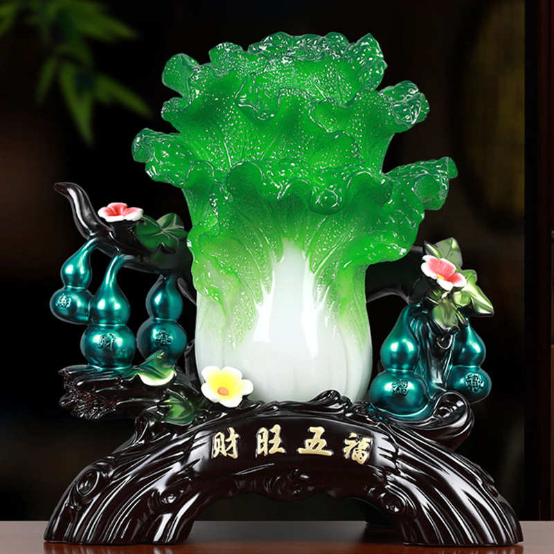 新款财旺五福招财葫芦玉白菜摆件仿玉工艺品义乌货源厂家直销批发