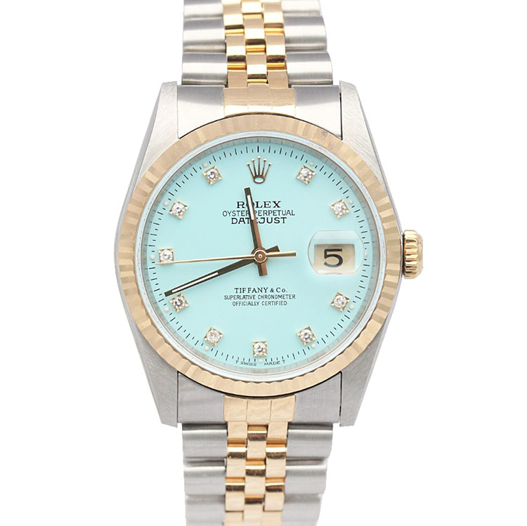 正品“蒂芙尼蓝“[9.8新]劳力士日志型原镶钻自动机械男表16233